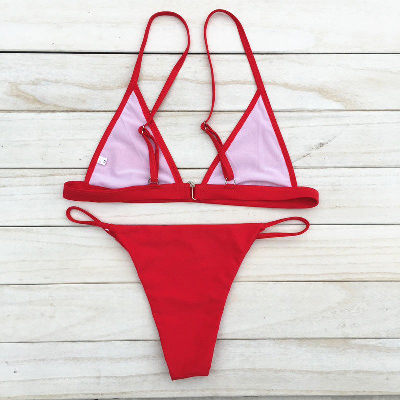 Women's Thin-Strap Triangle String Bikini Set