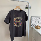 Butterfly Print Stretch Crop Top T-Shirt (All Cotton)