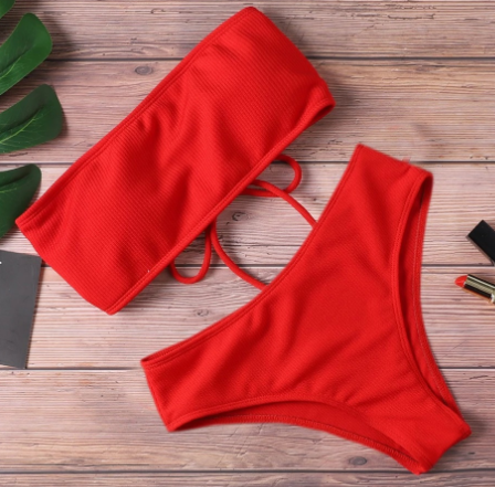 Lace-Up Scoop-Neck Bikini Set