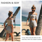 LIVA Women's Off-Shoulder Shorts Set (Two Pieces)