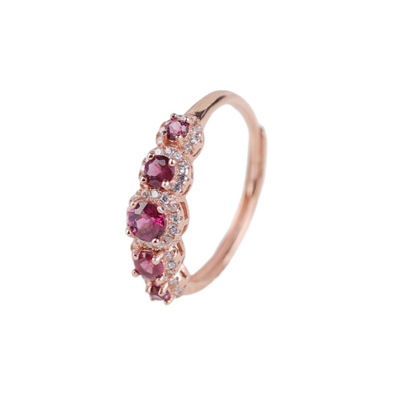 S925 Sterling Silver Natural Purple Garnet Ring | Gemstone Jewelry