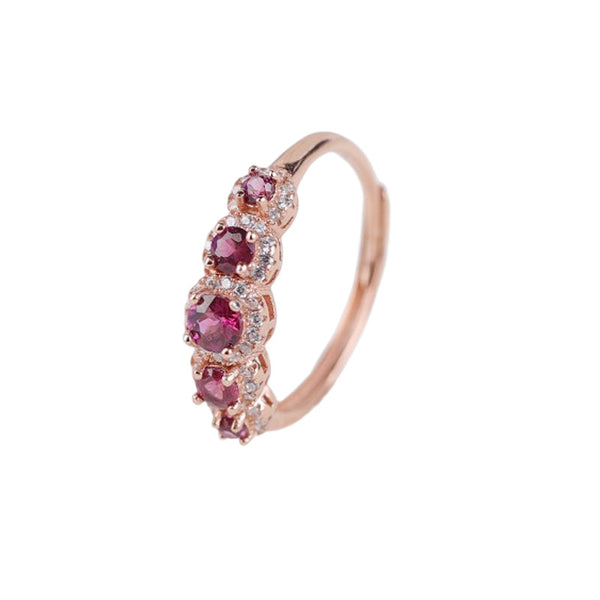 S925 Sterling Silver Natural Purple Garnet Ring | Gemstone Jewelry