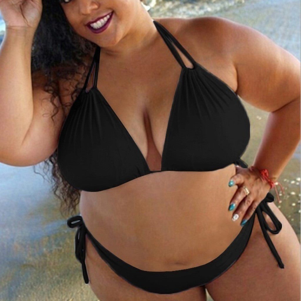 2019 Trendy Plus Size Halter Bikini Swimsuit for Women