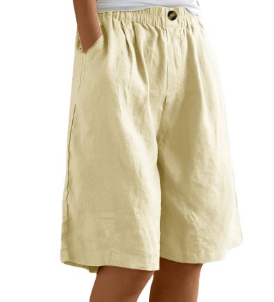 Cotton & Linen Women's Cropped High Waist Loose Shorts