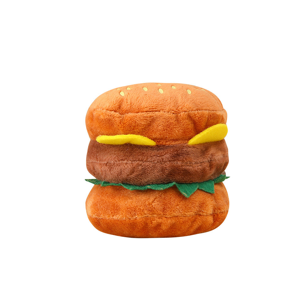 Hamburger Dog Chew Toy with Sound - Durable Plush Pet Toy
