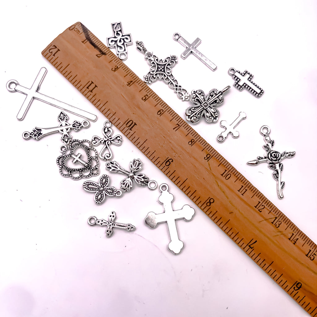 DIY Alloy Vintage Silver Cross Pendant for Jewelry