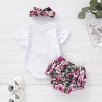 Summer Outfit Set for Girls - 3 Piece with Top, Shorts, Headband