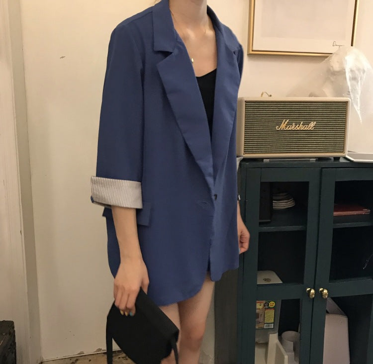 2020 Women's Thin Striped Sleeve Blazer and Shorts Set