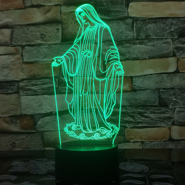 Colorful 3D Night Light - Jesus and Virgin Mary | Christian Home Decor