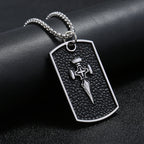 Alloy Feather Dog Tag Pendant with 70CM Chain