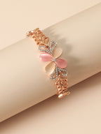 Fashionable Hollow Leaf Cat's Eye Stone Bracelet for Women