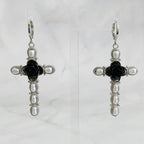 Black Rose Cross Earrings