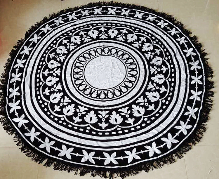 Round Fringed Mandala Beach Towel