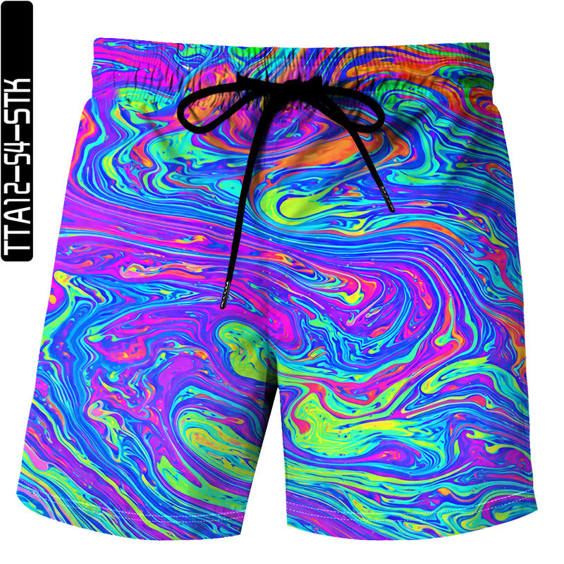Men's Colorful Handprint Print Swim Trunks