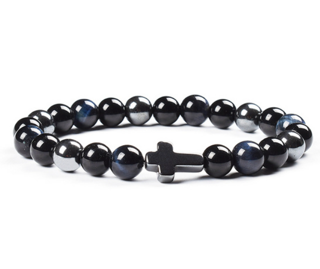 Colorful Tigereye Cross Agate Bracelet