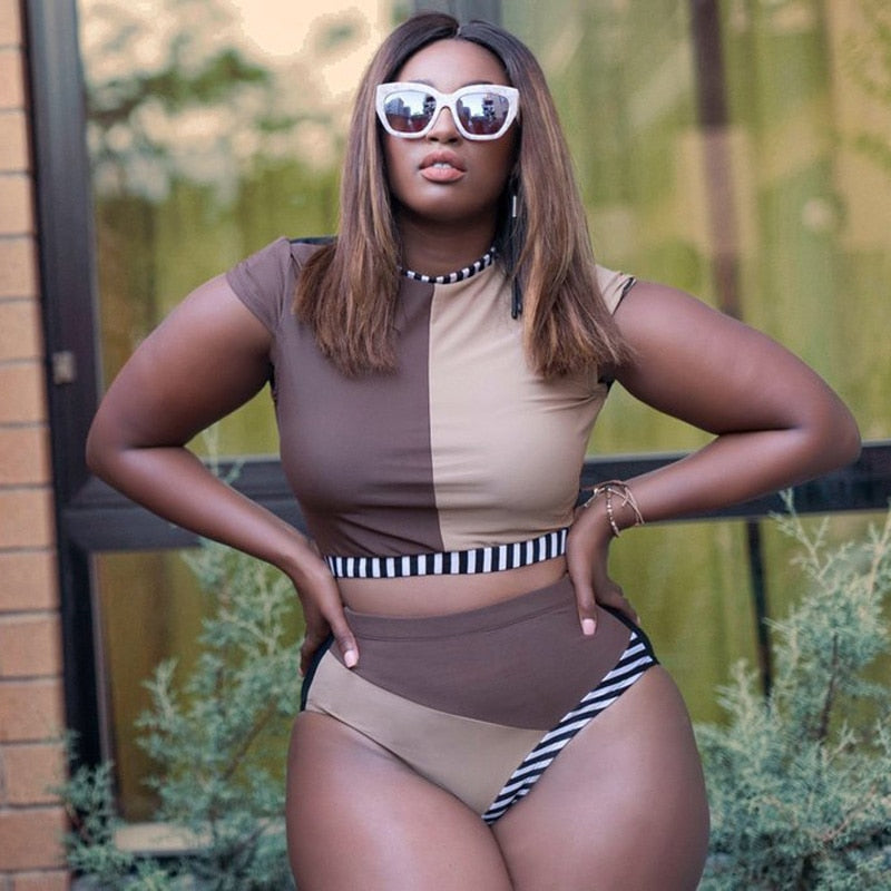 Plus Size High-Waisted Bikini Set