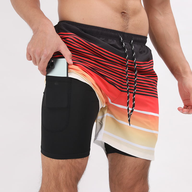 Men's Quick Dry Double-layer Loose Swimming Trunks