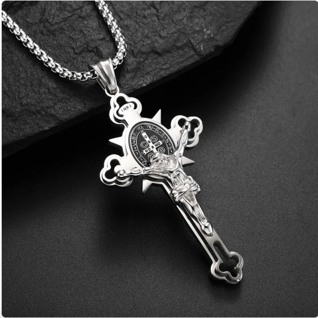 3D Stainless Steel Cross Necklace
