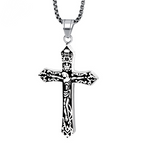 Jesus Cross Pendant Necklace for Men - Titanium Steel Christian Jewelry