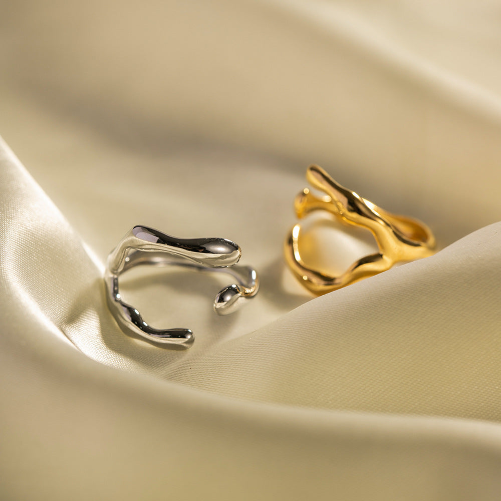 18K Stainless Steel Women's Geometric Cross Ring