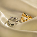 18K Stainless Steel Women's Geometric Cross Ring