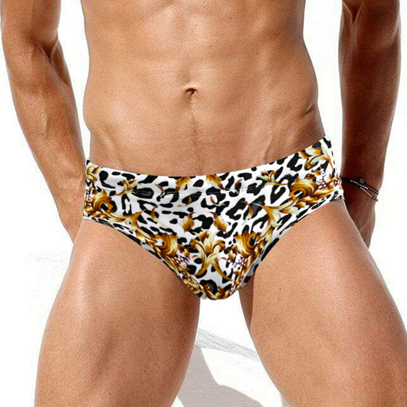 Men's Leopard and Gold Baroque Swim Briefs