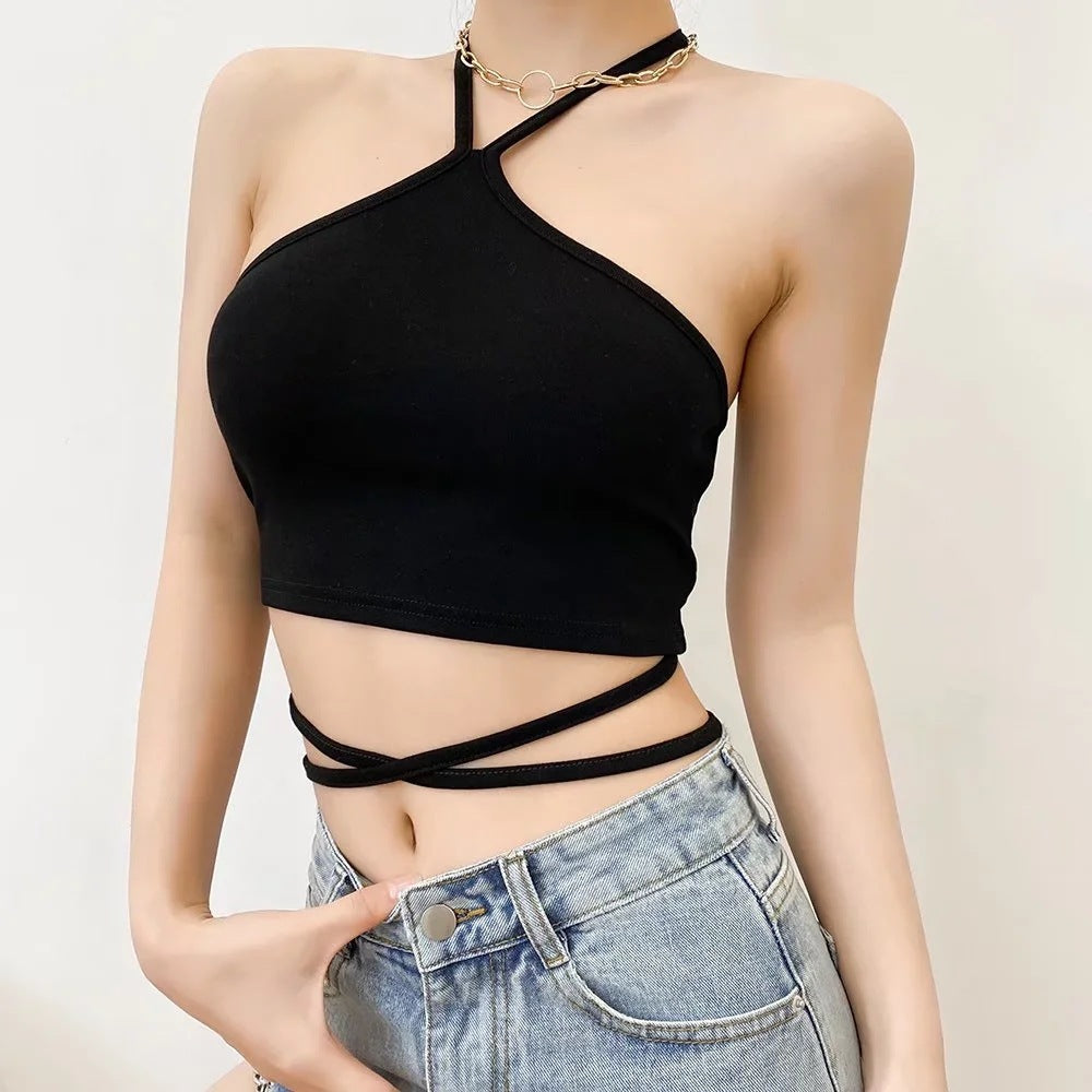 Women's Summer 2022 Crop Top with Neck Strap
