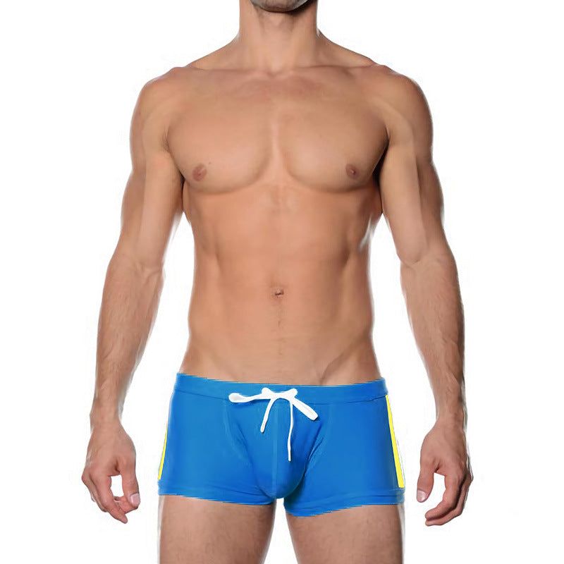 Men's Square Cut Swim Trunks with Side Stripe