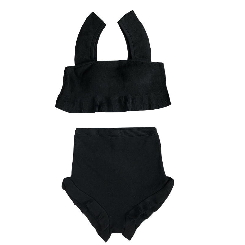Korean Style Knitted Ruffle Bikini Set