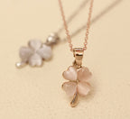 Elegant Cat's Eye Stone Clover Necklace for Women
