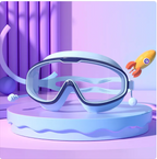 Large Frame Anti-Fog Waterproof Swim Goggles with Earplugs