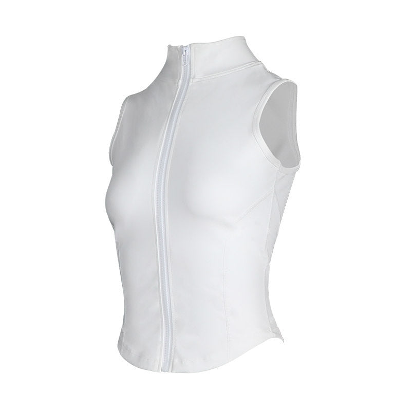 Slim Fit Sleeveless Zip Sports Tank Top for Women