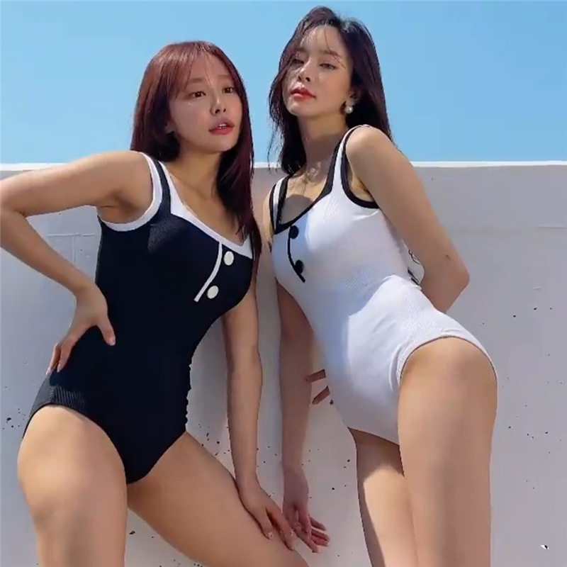White Slim-Fit One-Piece Swimsuit