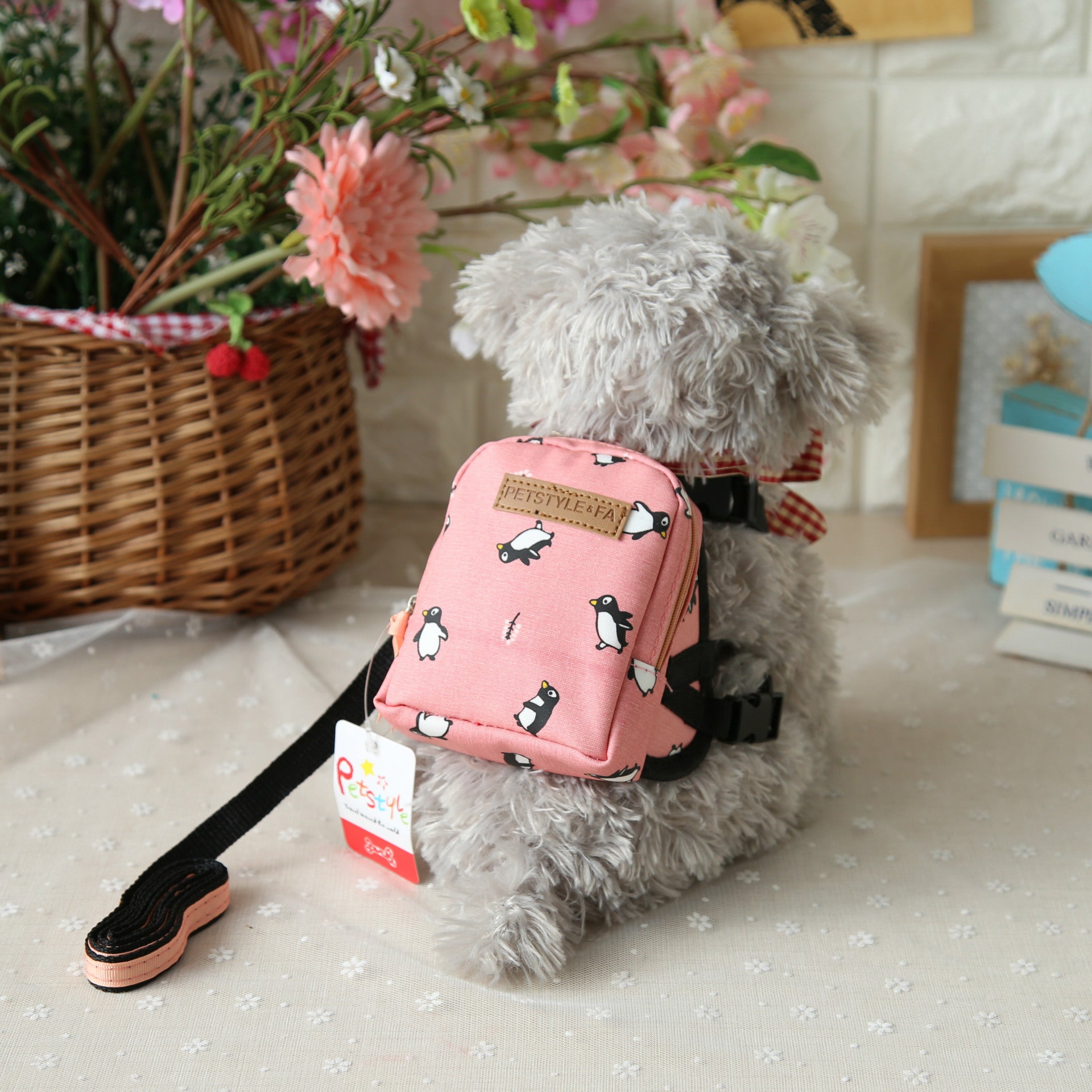 Petstyle Cartoon Dog Backpack with Leash for Pets