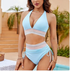 Olive Green Halter High-Waisted Bikini Set