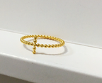 Small Beads Cross Ring - 18K Gold Plated for Women