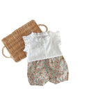 Baby Girls' Floral Shorts and Flying Sleeve Top Set