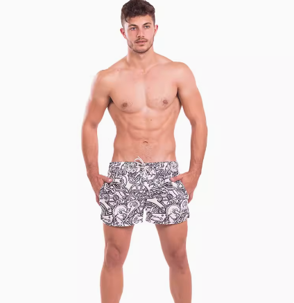 Men's Gear-Print Swim Trunks