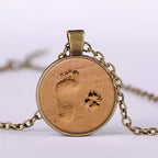 Beach Paw Print Pendant Necklace with Glass