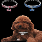 Three-Row Elastic Dog Necklace with Rhinestones