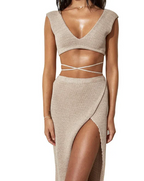 Knit Crop Top and Slit Skirt Set