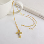 S925 Silver Cross Pendant Necklace with Diamonds | Christian Jewelry