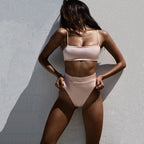 Womens High-Waisted Solid Bikini Set