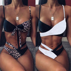 High Waist Leopard Print Bikini Swimsuit for Women