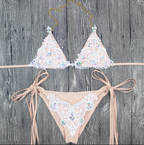 Rhinestone Lace Tie-Side Bikini