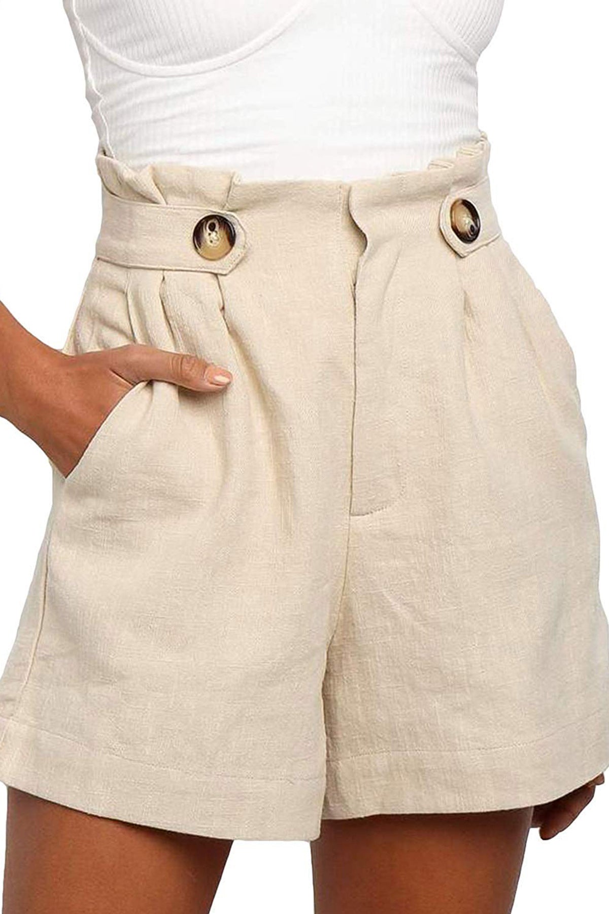 2020 New Women's High-Waist Loose Cotton Linen Shorts