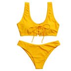 Lace-Up Scoop-Neck Bikini Set