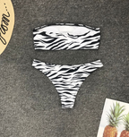 Spotted Bandeau Thong Bikini Set