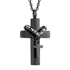 Stainless Steel Double Cross Urn Necklace