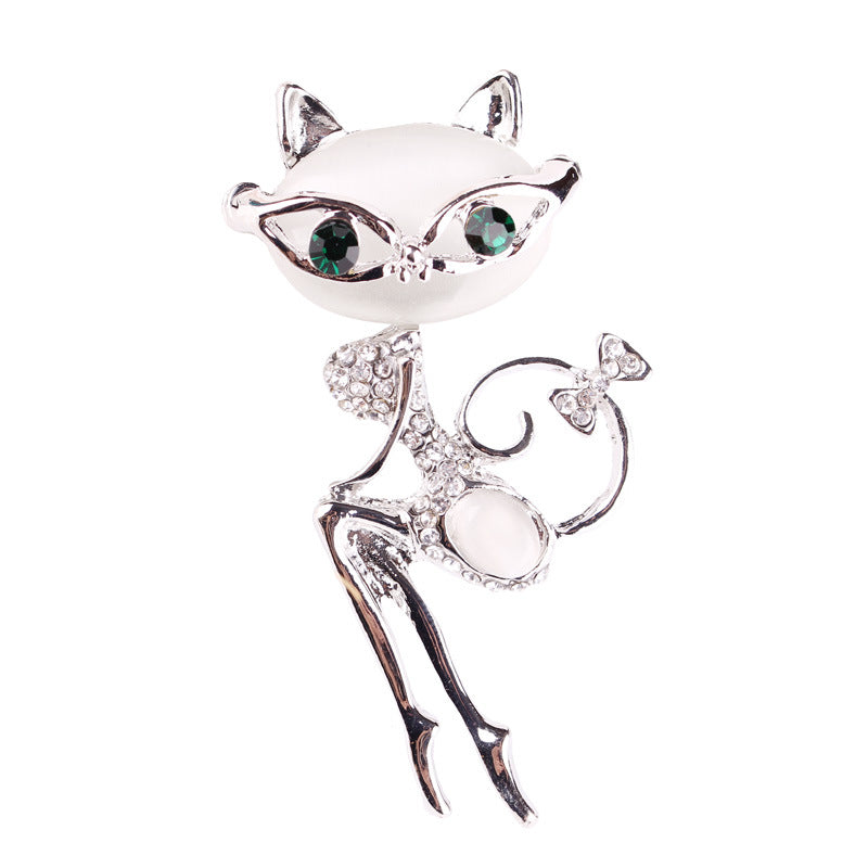 Korean Style Cat Glasses Brooch - Cute Accessory Design